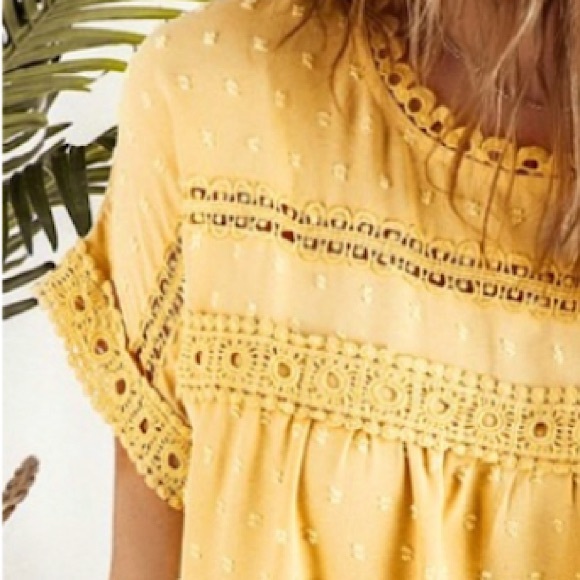 Yellow Swiss Dot Button Detail Blouse - Picture 3 of 4